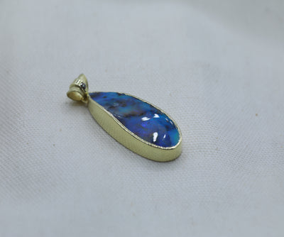 Ocean Blue Opal & Diamond Pendant