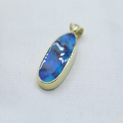 Ocean Blue Opal & Diamond Pendant