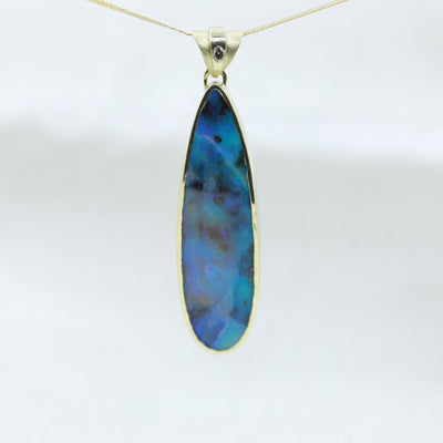 Ocean Blue Opal & Diamond Pendant