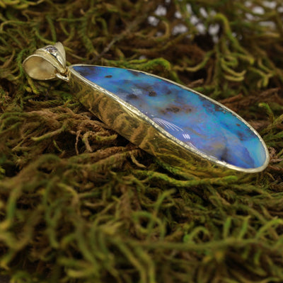 Ocean Blue Opal & Diamond Pendant