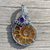 Amonite and Amethys Pendant