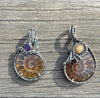 Amonite Fossil and Opal Pendant